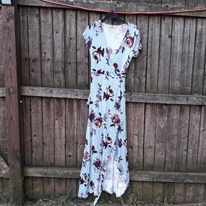 About me floral wrap around dress